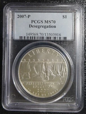 2007-P PCGS MS70 Desegregation Commemorative Silver Dollar $1   #916 - Image 1 of 4