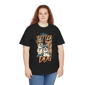 Life Is Better With Dogs T-Shirt – Funny Puppy Lover Paw Print Graphic Tee - Picture 1 of 85