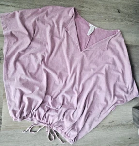 Women size M front tie short sleeve drawstring purple acid wash jersey t-shirt - Picture 1 of 4