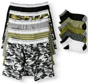 Wonder Nation Boys 5 Pack Boxer Briefs Underwear Small & 5 Pair No Show Socks  - Picture 1 of 3