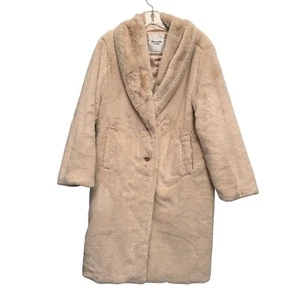 Abercrombie & Fitch beige Kunstfell Einreiher Teddy Mantel Gr. S Mob Wife - Bild 1 von 15