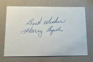 Harry Byrd 3x5 Signed Autographed Index Card Detroit Tigers NY Yankees Died 1982 - Picture 1 of 1