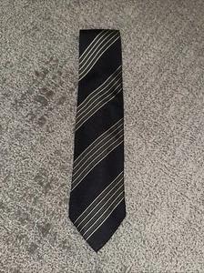 Klassische schwarz & weiß gestreifte Herrenkrawatte Designer Armani Collezioni Seide - Bild 1 von 9