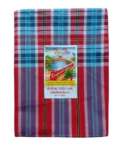 Thailand Loincloth "Pha Kao Ma" Cotton Fabric Textile Hand Craft & Hand Woven - Picture 1 of 18