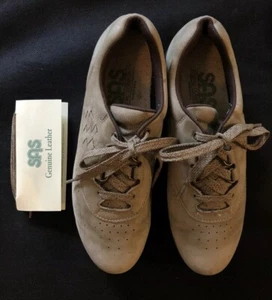 Sz 8.5 S SAS "Free Time" Tan-Gray Suede Leather Lace Up Casual Shoes VGC Comfort - Photo 1 sur 8