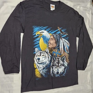Vintage Native American Shirt Men M Nature Indian Southwestern Aztec Hard Rock - Picture 1 of 6