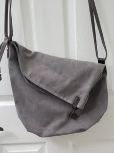 COOFIT Messenger bag unisex gray canvas with pockets and leather trim - Picture 1 of 6