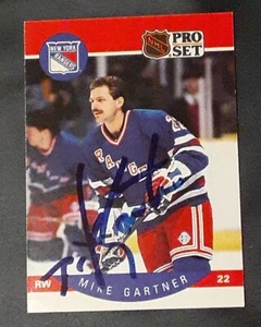 MIKE GARTNER RANGERS HOF LEGEND AUTOGRAPHED SIGNED 1990 PRO SET HOCKEY CARD - Picture 1 of 2