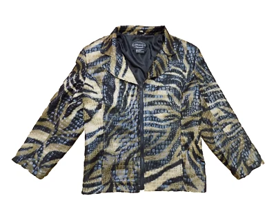 Chaqueta deportiva Selene cremallera completa cocodrilo estampado animal talla M negra tostada usada en excelente estado Foto 1 de 4