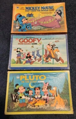 1977 Whitman Disney Board Games Mickey Dragon Pluto Scent Goofy Darn Socks Lot  - Image 1 of 4