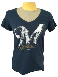 MLB Milwaukee Brewers Distressed Team Logo Short Sleeve V-Neck Shirt Small NWOT - Picture 1 of 6