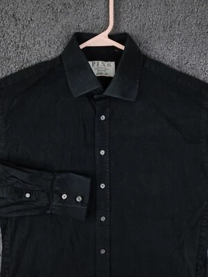 Camisa Thomas Rosa Calce Atlético Para Hombre 16 Negra Manga Larga Abotonada Hecha en Marruecos Foto 1 de 4