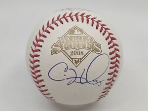 Cole Hamels Phillies Signed OML 2008 World Series Baseball AUTO BAS Hologram