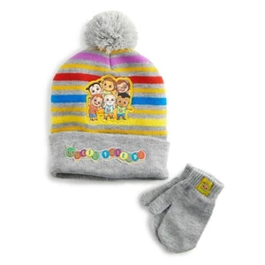 NWT CoComelon Beanie Trapper Hat Mittens Gloves Boy Girl 2T 3T 4T 5T taboggan - Picture 1 of 1