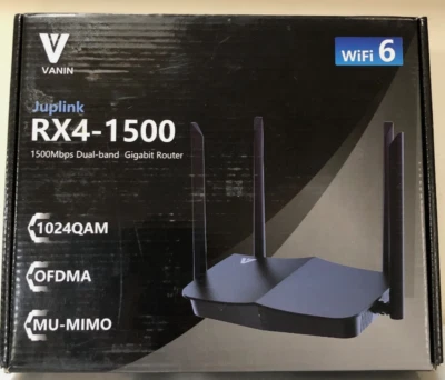 Vanin Juplink RX4-1500 1500Mbps Dual-Band WiFi 6 Gigabit Router NEW - Image 1 of 4