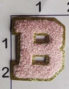 Parche Rosa 2" Letra "B" Bordado Chenilla Hierro en Alfabeto - Imagen 1 de 1