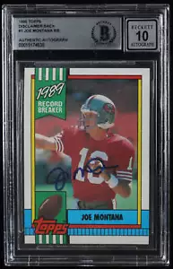 Joe Montana Signed 1990 Topps Disclaimer Back #1 Most TD Passes: Super Bowl (BGS - Zdjęcie 1 z 2
