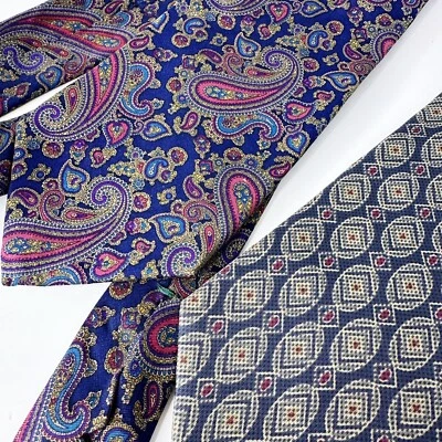 Bert Pulitzer EDICIÓN COLECCIONISTA Hombre Corbata 100% SEDA Paisley Conjunto Geométrico Foto 1 de 4
