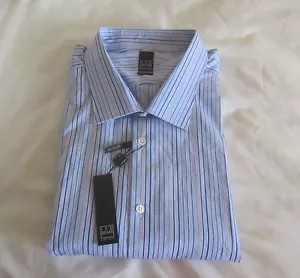 Ike Behar Slim Fit Stripe Cotton Men’s Dress Shirt Clear Water 18|34-35 $135 - Picture 1 of 6