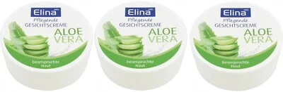 3x 75ml Elina med Pflegende Gesichtscreme Creme Aloe Vera Feuchtigkeitscreme