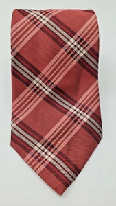 Enzo Bella Plaid Men's Neck Tie 100% Silk Made Italy Red Black White - Picture 1 of 5