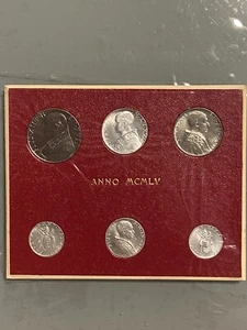 Vaticano - 1955 - 6Coins (Lire) Without Circular- Portfolio - MCMLV- Anno - Picture 1 of 2