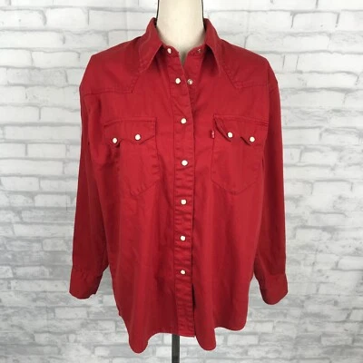 Camisa De Colección Levis Para Mujer Estilo Occidental Perla SnapDenim Talla L Bolsillos Rojos Foto 1 de 4