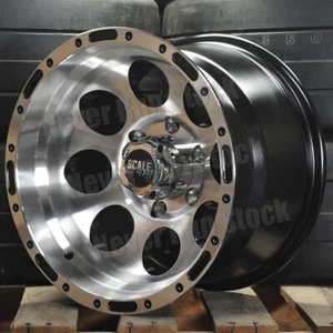 SCALE 4x4 S52 16x10 6x5.5 6x139.7 -27 OFFSET MACHINE W/BLACK 8 HOLE TRUCK WHEELS - Picture 1 of 6