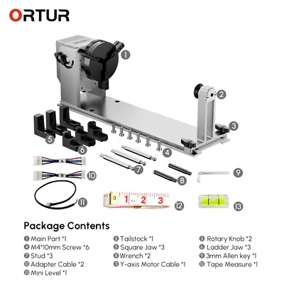 Ortur 360° Rotary Axis Attachment with 3-Jaw Chuck for Laser Engraver Cutter DIY - image 1 of 4