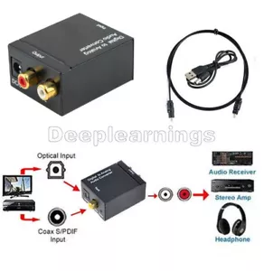 Optischer Koaxial Toslink Digital zu Analog Audio Konverter Adapter Cinch L/R 3,5 mm - Bild 1 von 5