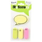 4 Piece Sticky Notes Memo Pad Label Removable Neon Bookmark Label Pointer NEW