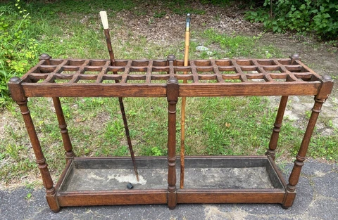 Antique Oak Cane / Umbrella Rack 36 Slots Circa 1900 Cover