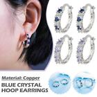 Silver Blue Crystal Hoop Earrings Jewellery Women Girls Gifts 2024 New Sale