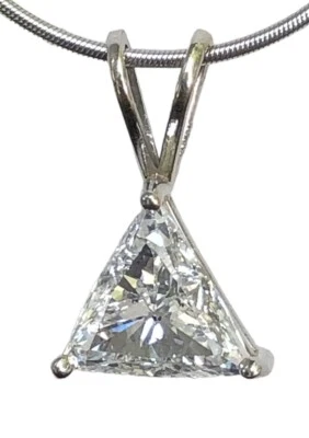 Colgante solitario de diamantes de oro blanco de 14 quilates natural 9,65 mm billones 1,75 quilates GIA Foto 1 de 4