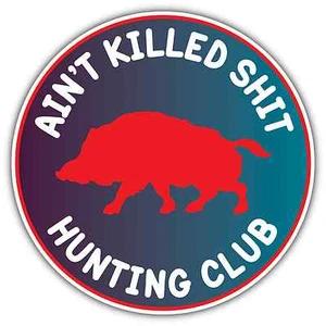 Hunting Club Hunter Hog Deer Boar Funny Car Bumper Vinyl Sticker Decal 4.6"X4.6" - Picture 1 of 1
