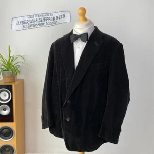 Anderson & Sheppard SAVILE ROW Fully BESPOKE Corduroy Black Jacket Portly Cut 48 - Picture 1 of 22