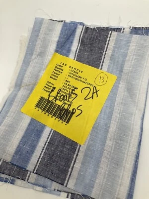 100% Irish Linen craft sample Blue & White Stripe 150cm x 20cm approx WW3502 - Image 1 of 2