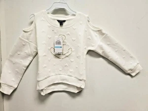 Nautica Girls Cream Anchor Cold - Shoulder Sweater Size 5 NWT - Picture 1 of 5