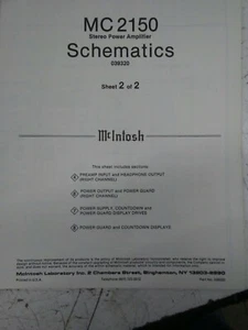 Mcintosh MC2150 SERVICE MANUAL Original - Bild 1 von 4