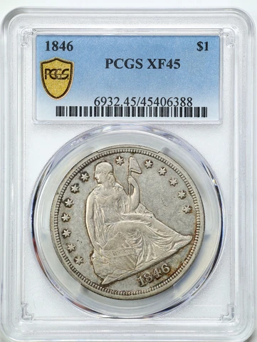 1846 $1 Seated Liberty Silver Dollar XF45 PCGS 45406388 Cover
