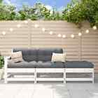 Vidaxl 3 Piece Garden Lounge Set With Cushions White Solid Wood Uk New