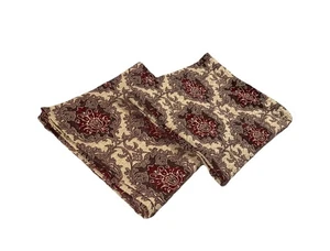 Pair Tapestry Rug Print Curtains Panels Drapes Long 82 Red Tan Brown Luxury Home - Picture 1 of 6