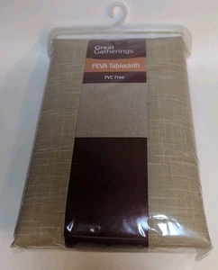 Great Gatherings Tan PEVA Tablecloth PVC Free 60" X 102"  NEW - Picture 1 of 5