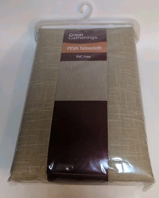 Great Gatherings Tan PEVA Tablecloth PVC Free 60" X 102"  NEW - Image 1 of 4