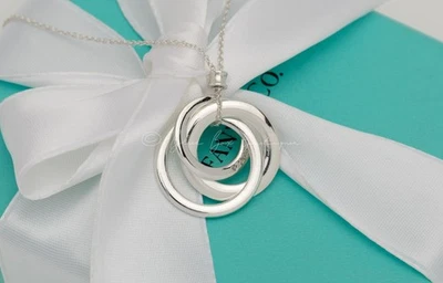 Tiffany & Co. Necklace 1837 Triple Interlocking Circles Pendant in Silver 18" - image 1 of 4