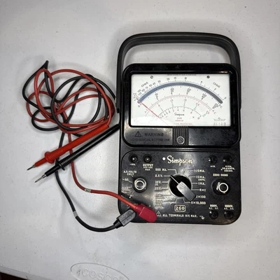 SIMPSON 260 Series 8P Analog Multimeter Volt Ohm Meter - Leads- Tested-Working  - Image 1 of 4