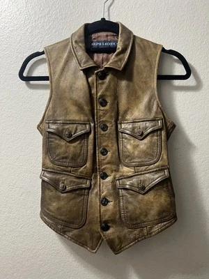 Chaleco de Caza Ecuestre Ralph Lauren 100% Cuero Genuino Talla 2 Etiqueta Azul Foto 1 de 4