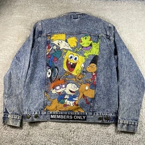Members Only x Nickelodeon Jacket Mens XL Denim Rugrats Spongebob Hey Arnold - Picture 1 of 16