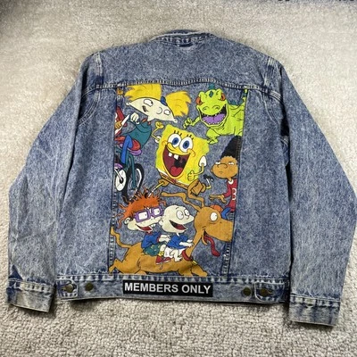 Members Only x Nickelodeon Jacket Mens XL Denim Rugrats Spongebob Hey Arnold - Image 1 of 4