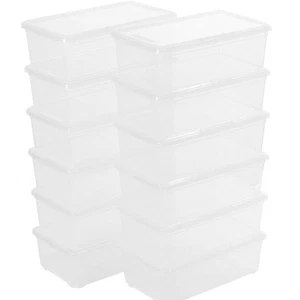 Stackable Clear Storage Bins with Lids Shoe Boxes 12 Packs Plastic Storage Co... - Picture 1 of 8